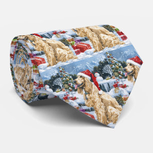 Afghan Hound Dog Winter Wonderland Christmas Joy Tie