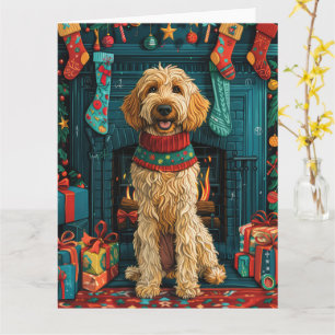Afghan Hound Dog With Christmas Gifts Fireplace Card