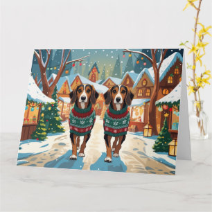 Afghan Hound Dogs Christmas Snow Holiday Card