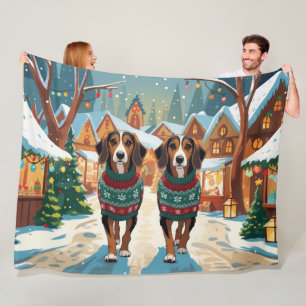 Afghan Hound Dogs Christmas Snow Holiday Fleece Blanket