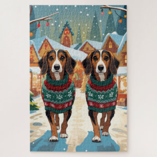 Afghan Hound Dogs Christmas Snow Holiday Jigsaw Puzzle