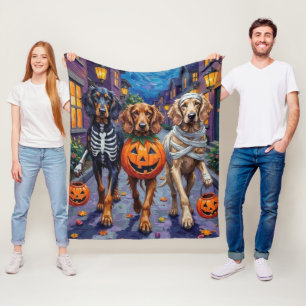 Afghan Hound Dogs Trick-or-Treating in Halloween Fleece Blanket