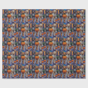 Afghan Hound Dogs Trick-or-Treating in Halloween Wrapping Paper