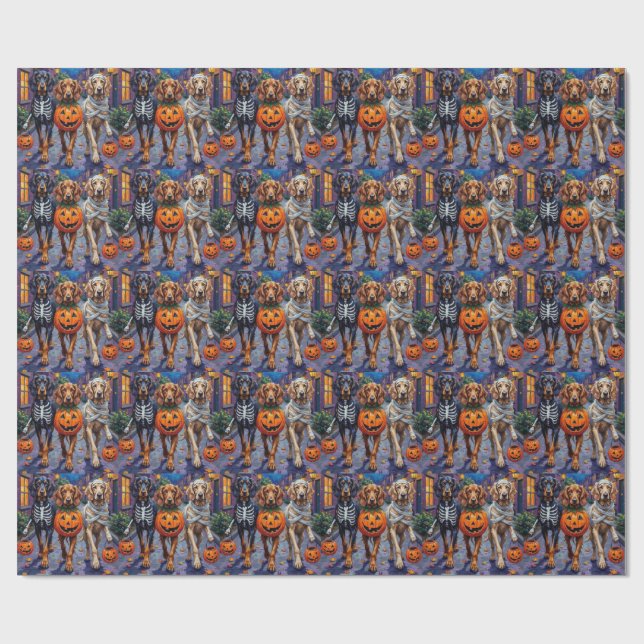 Afghan Hound Dogs Trick-or-Treating in Halloween Wrapping Paper (Flat)