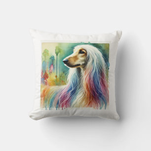 Afghan Hound Elegance 130724AREF106 - Watercolor Throw Pillow