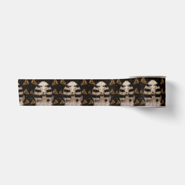 AFGHAN HOUND GOLD  SATIN RIBBON (Front)