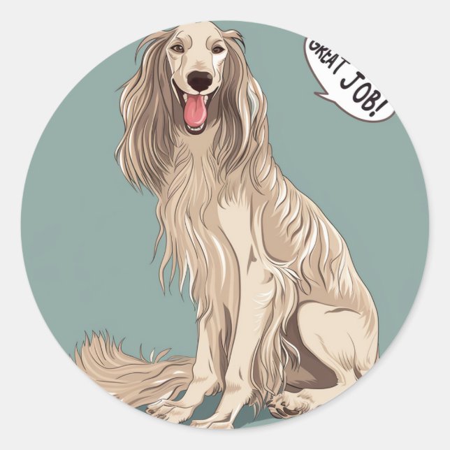Afghan Hound Great Job Teacher Reward Classic Round Sticker (Front)