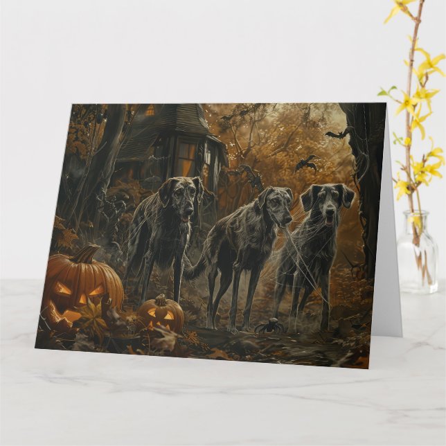 Afghan Hound Halloween Night Doggy Delight  Card (Yellow Flower)