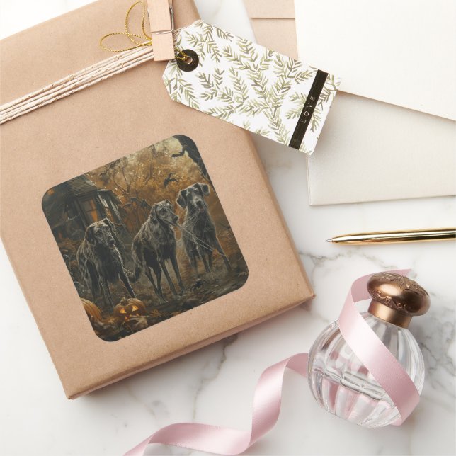 Afghan Hound Halloween Night Doggy Delight  Square Sticker (Gifting)