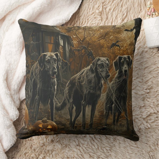Afghan Hound Halloween Night Doggy Delight  Throw Pillow (Blanket)