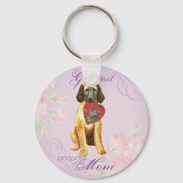 Afghan Hound Heart Mom Keychain (Front)