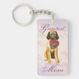 Afghan Hound Heart Mom Keychain