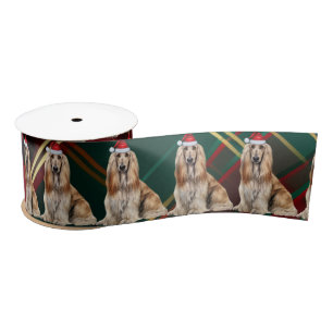 Afghan Hound Holiday Plaid Funny Dog Christmas Satin Ribbon