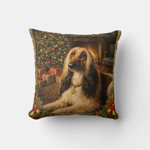 Afghan Hound Holiday Throw Pillow