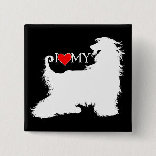 Afghan Hound I Love (heart) my 2 Inch Square Button