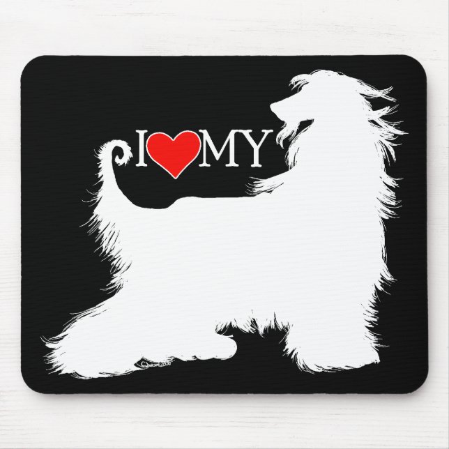 Afghan Hound I Love (heart) my Mouse Pad (Front)