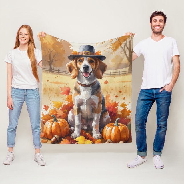 Afghan Hound in Autumn Leaves Thanksgiving Art Fleece Blanket (In Situ)
