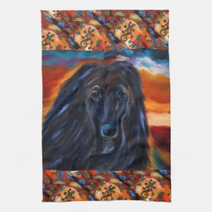 Afghan Hound Kokopelli Art Painting      Kitchen Towel