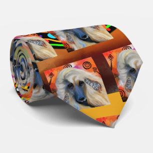 Afghan Hound Kokopelli Art Painting          Tie