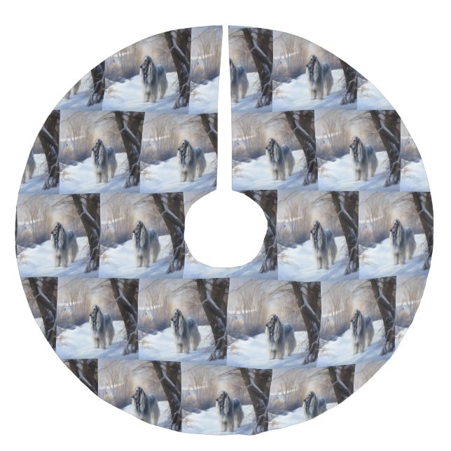 Afghan Hound Let It Snow Christmas  Brushed Polyester Tree Skirt (Front)