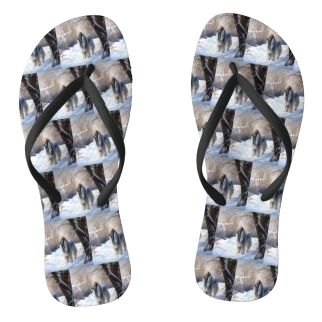 Afghan Hound Let It Snow Christmas  Flip Flops (Footbed)