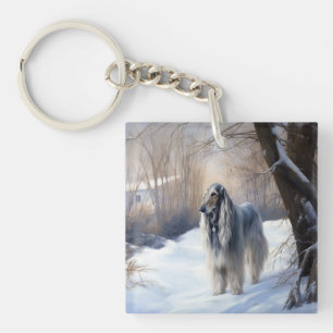 Afghan Hound Let It Snow Christmas Keychain