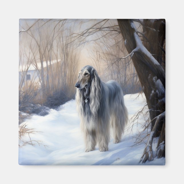 Afghan Hound Let It Snow Christmas  Magnet (Front)