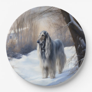 Afghan Hound Let It Snow Christmas  Paper Plate