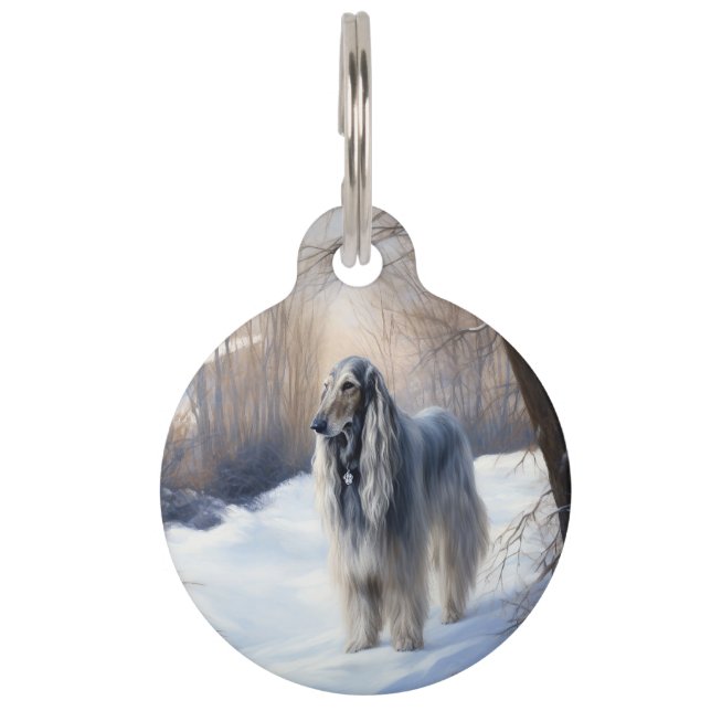 Afghan Hound Let It Snow Christmas  Pet Tag (Front)