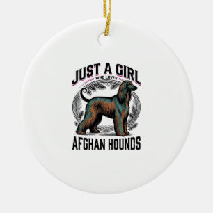 Afghan Hound Lover Vintage Dog Mom Shirt Design_1 Ceramic Ornament