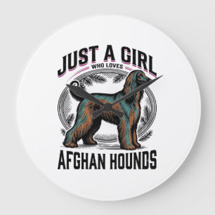 Afghan Hound Lover Vintage Dog Mom Shirt Design_1 Large Clock
