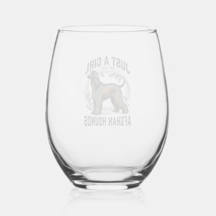 Afghan Hound Lover Vintage Dog Mom Shirt Design_1 Stemless Wine Glass