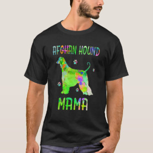 Afghan Hound Mama Colourful Dog Mom T-Shirt