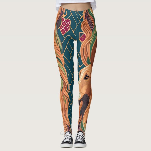 Afghan Hound Mosaic Colourful Personalized Pattern Leggings (Front)
