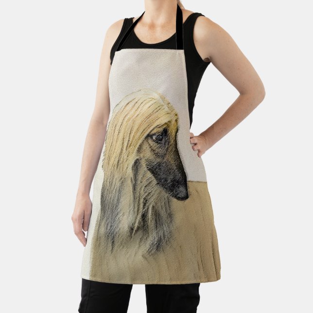 Afghan Hound Painting - Cute Original Dog Art Apron (Insitu)
