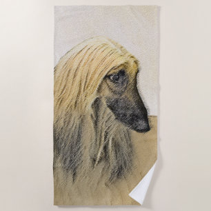 Afghan Hound Painting - Cute Original Dog Art Beach Towel