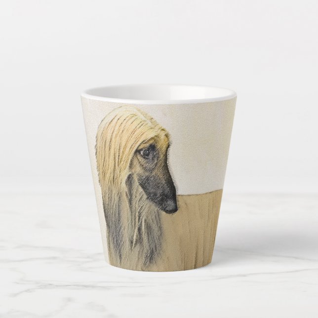Afghan Hound Painting - Cute Original Dog Art Latte Mug (Front)