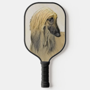 Afghan Hound Painting - Cute Original Dog Art Pickleball Paddle