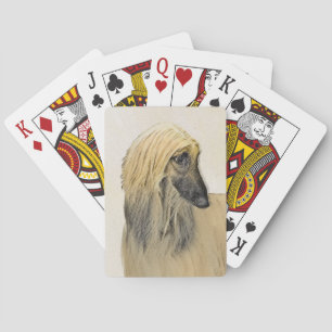 Afghan Hound Painting - Cute Original Dog Art Playing Cards