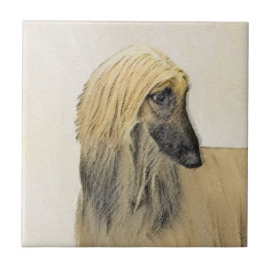 Afghan Hound Painting - Cute Original Dog Art Tile