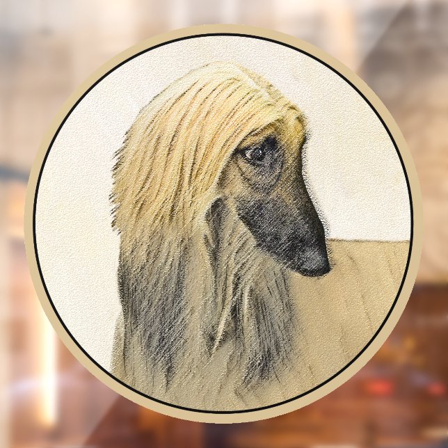 Afghan Hound Painting - Cute Original Dog Art Window Cling (Sheet 2)
