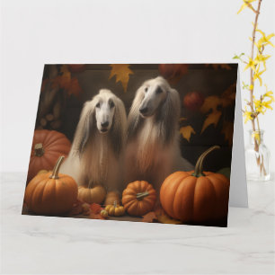 afghan hound Puppy Autumn Delight Pumpkin Card