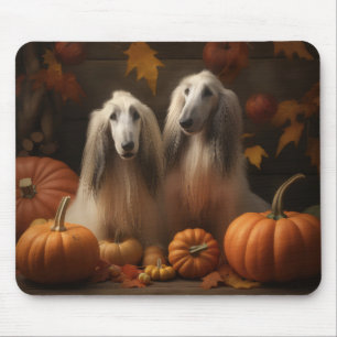 afghan hound Puppy Autumn Delight Pumpkin Mouse Pad