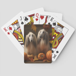 afghan hound Puppy Autumn Delight Pumpkin Playing Cards