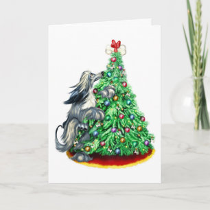 Afghan Hound Reach Goals Blue Holiday Card