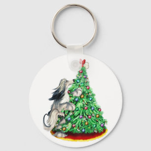 Afghan Hound Reach Goals Domino Blue Cream Keychain