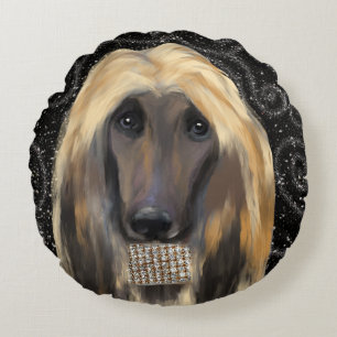 AFGHAN HOUND   ROUND PILLOW