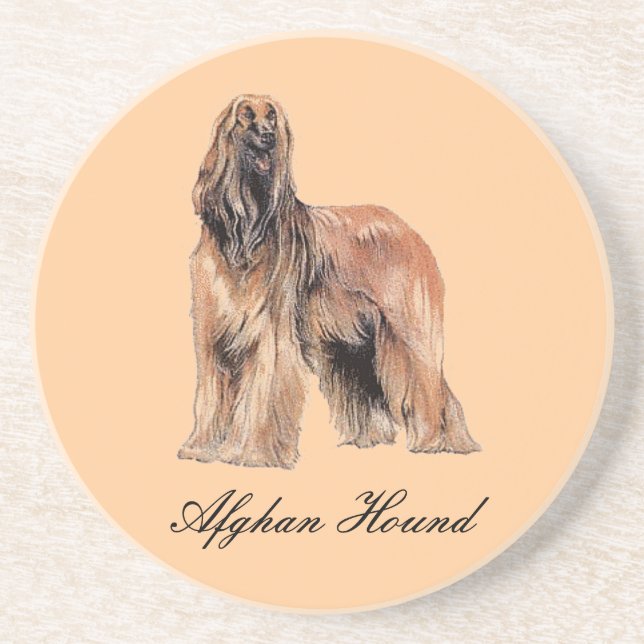 Afghan Hound Sandstone Coaster (Front)