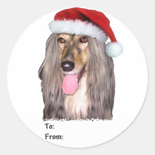 Afghan Hound Santa Claus Christmas Gift Tags