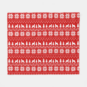 Afghan Hound Silhouettes Dogs Christmas Pattern Fleece Blanket